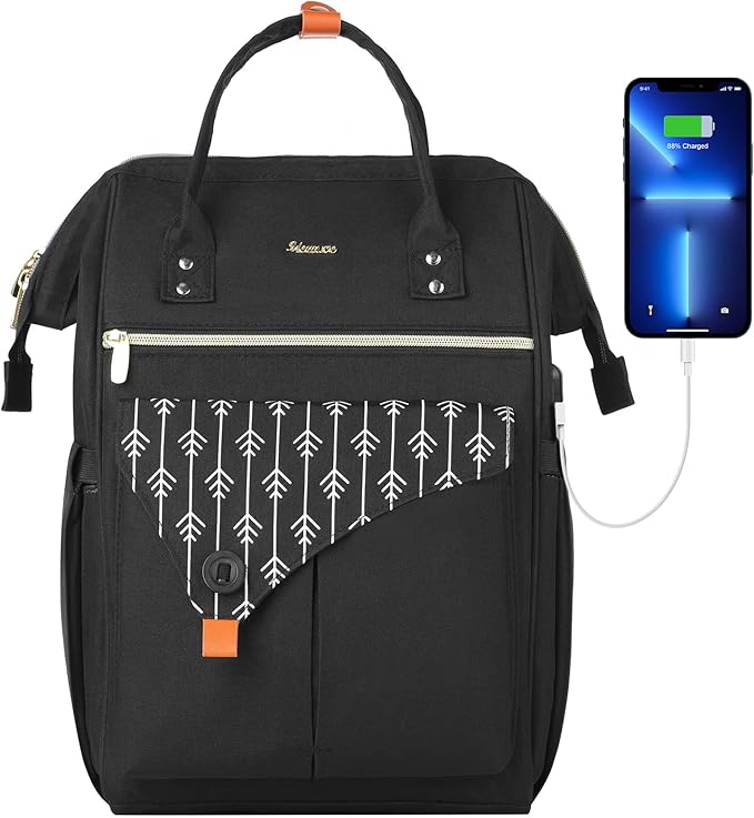 MOMUVO Laptop Backpack for Women, School Backpack 15.6 Inch Notebook Work Backpack with USB Charging Port, Casual Daypack Women College Bookbag for Teacher, Girls, Travel