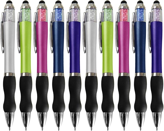 N\C Ballpoint Pens 2 in 1 Stylus Pens Medium 1mm Point Pen with Stylus Tips Black Ink Pen Stylus Pens for iPads (10 packs)