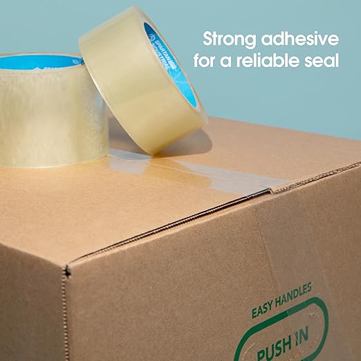 Spartan Industrial - 3" X 60 yd Clear Packing Tape Rolls - 12 of Wide Heavy Duty Tape for Packing, Moving, Shipping, and More - 2.7 Mil