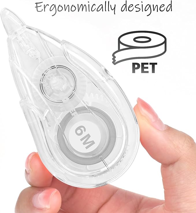 Correction Tape, Easy To Use Applicator for Instant Corrections Wrong Writing At Any Time, For school, Office (White, 12pack, 6M/256" x 0.2")