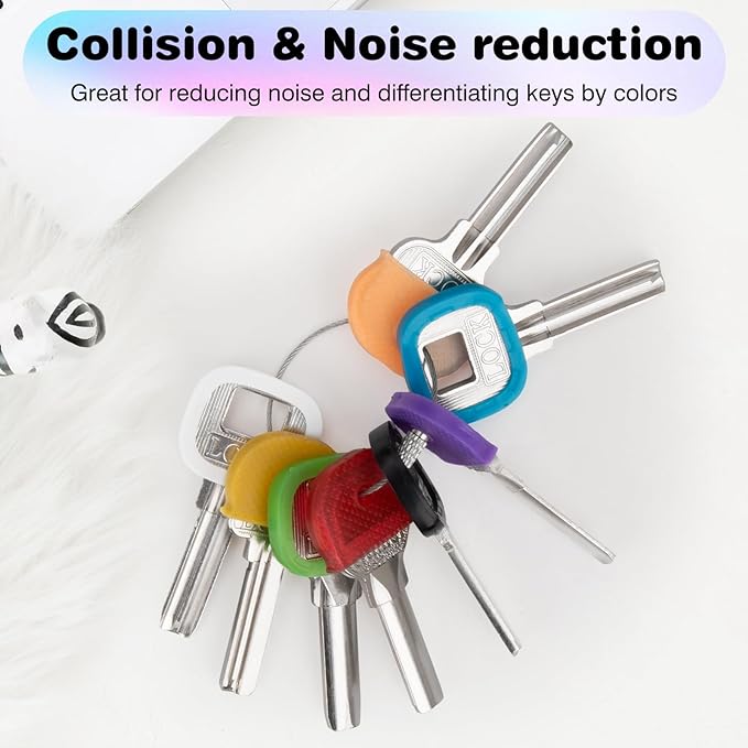 20 Pack Key Color Caps Covers Tags, Soft Rubber Key Identifiers, Plastic Key Toppers for Standard Flat Organization House Key (Not Suitable for Odd-Shaped Keys), 10 Colors, 2 Styles
