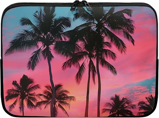 Tropical Palm Tree Laptop Protective Sleeve for Women 17 inch Computer Sleeve Bag Neoprene Lap Top Case Suitable Gifts for Travel School Office Neatly Organizers Sunset Laptop Accessories