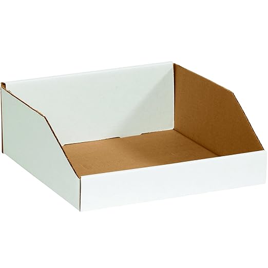 Partners Brand PBINEB1818 Open Top Bin Boxes, 18" x 18" x 4-1/2", Oyster White (Pack of 50)