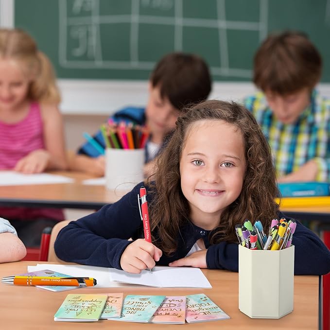 Funrous 32 Pcs Motivational Quote Pens Inspirational Notepads Mini Journal with Ballpoint Pen Small Notebooks Gift Set for Men Women Coworkers, Adult Party Favors Prizes Gift Bulk(Watercolor)