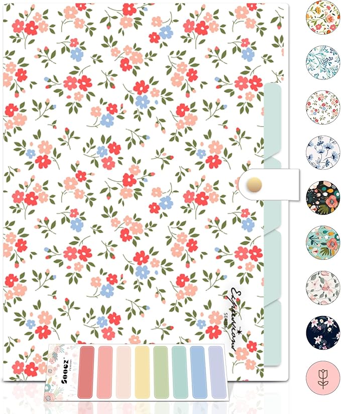 Sooez File Folders Organizer, Folders with 5 Pockets, Folders for Documents w/Sticker, Accordion File Organizer, Paper Receipt Bill Filing Organizer, School College Office Travel Essentials Supplies