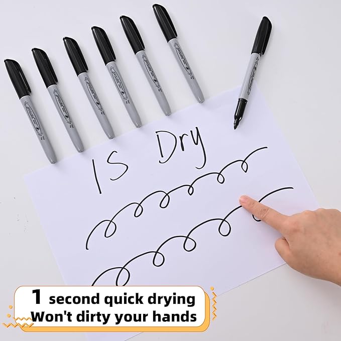 Permanent markers, 120 packs permanent markers bulk, quick drying in one second, waterproof, smooth, not easy to erase, durable, can be marked on glass, tiles and cloth, office supplies,Gray shell