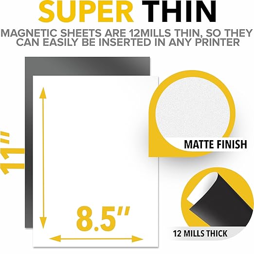 X-bet MAGNET Inkjet-Optimized Printable Magnetic Sheets - 8.5x11 Magnet Paper for DIY Stickers, Decorations, Labels - Easy to Print, Cut & Create Your Own Magnets (Matte, 7pcs)