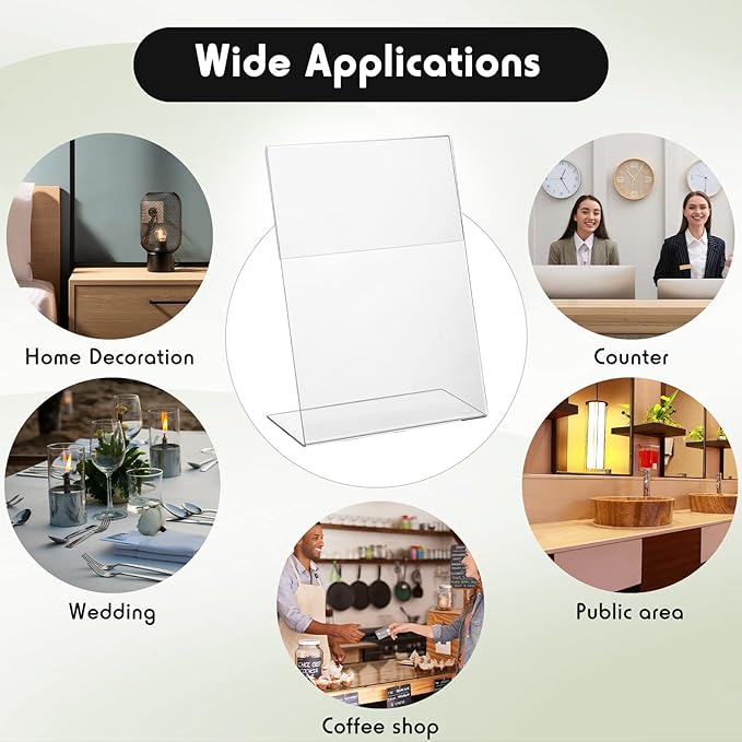 Vicenpal 5 x 7 Inch Acrylic Sign Holder Acrylic Picture Frames Plastic Picture Flyer Holder l Shaped Photo Frames Self Standing Desktop Table Signs for Office, Store, Restaurant, Horizontal(20 Pcs)