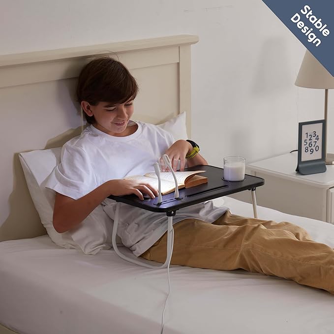 Nestl Lap Desk for Laptop - Foldable Laptop Desk for Bed and Couch, Portable and Lightweight Laptop Stand for Bed Breakfast, Working, Reading, and Writing, Lap Table with USB Ports, Small Laptop Tray