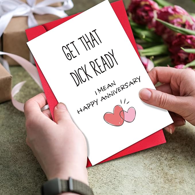 Hilarious Anniversary Card for Husband, Happy Anniversary Card Gift, One Year Cardstock for Boyfriend, (Get that Ready)