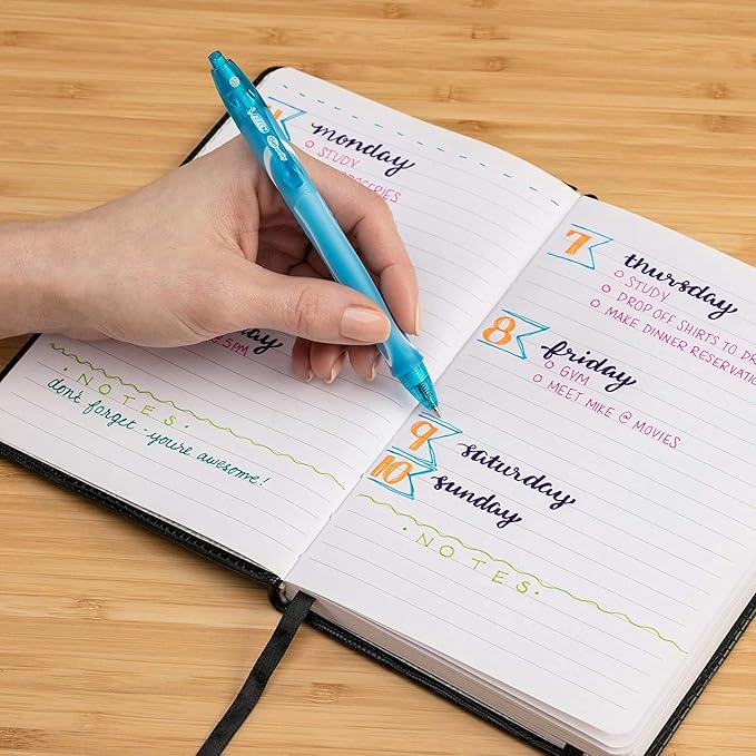 BIC Gel-ocity Quick Dry (Dries Up To 3x Faster) SUPER BRIGHT COLORS 24 Pack, Smear Free, Assorted Colors Retractable Gel Pens, Medium Point 0.7mm, Colorful Pens for adults Women & Men