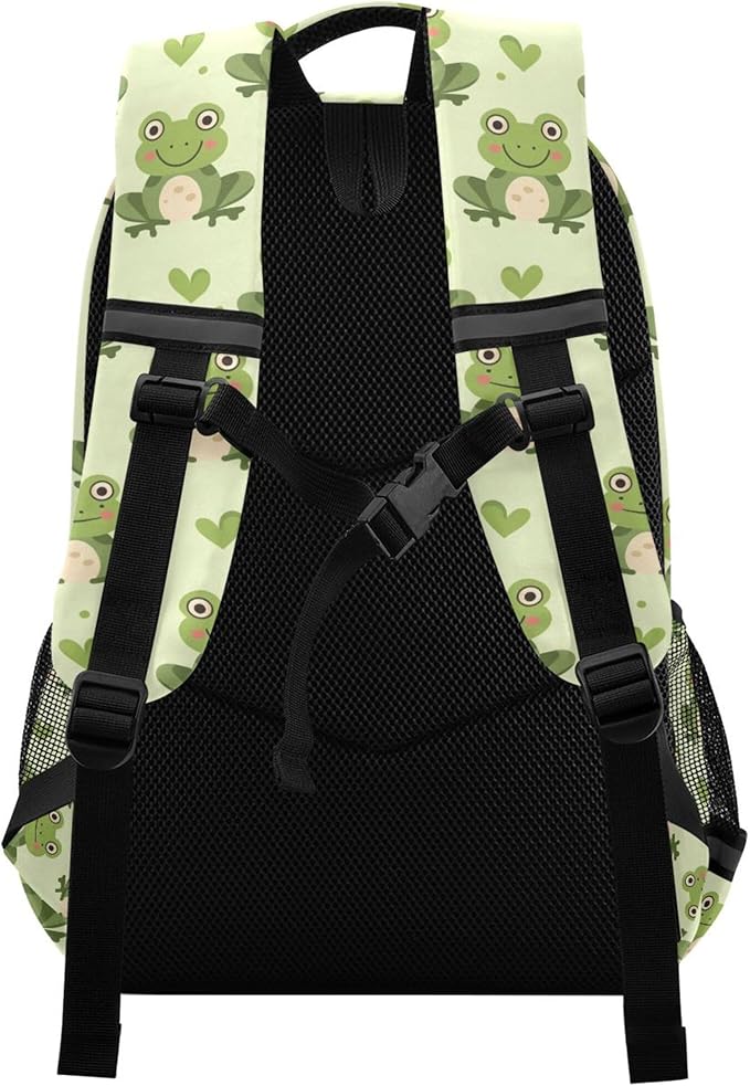 MNSRUU Laptop Backpack with Chest Strap, Frog School Backpack, Travel Hiking Backpack for Boys Girls Teen Adult, Rucksack, Knapsack