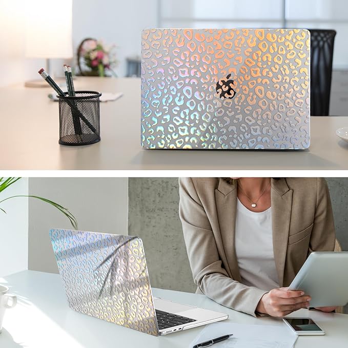 Fintie Case for MacBook Air 13.6 Inch A3113 A2681 (2022 2023 2024 Release) - Snap On Hard Shell Cover for MacBook Air 13.6" M2 M3 Chip with Liquid Retina Display and Touch ID (Leopard)