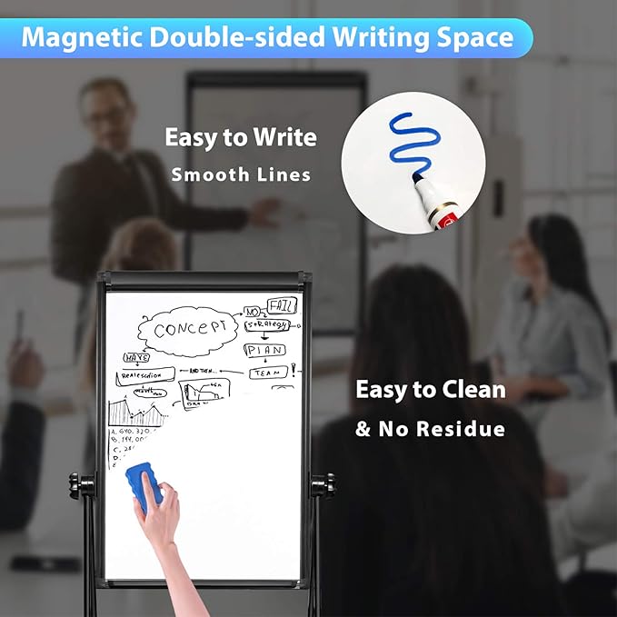 Stand White Board - 36x24 Magnetic Dry Erase Board Flipchart Easel Whiteboard, 3' x 2' Double Sided Easel Board Portable Whiteboard