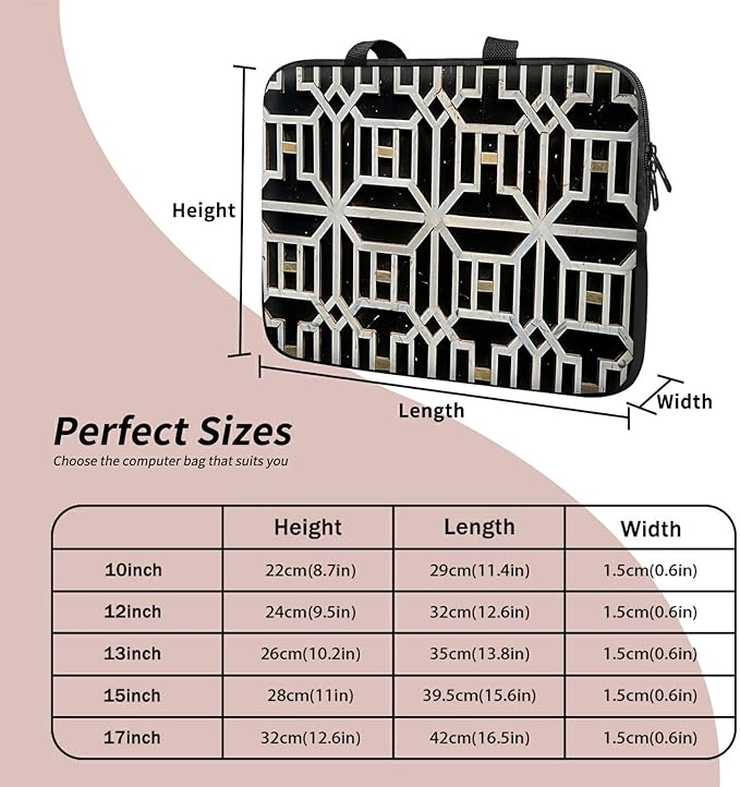 Universal Tablet Laptop Sleeve Case 10 inch, Vintage Geometrics Slim Carrying Case Durable Handbag Travel Laptop Bag for 7 to 10-inch Laptops/Notebook/Kids Tablet/ipad/eBook Readers