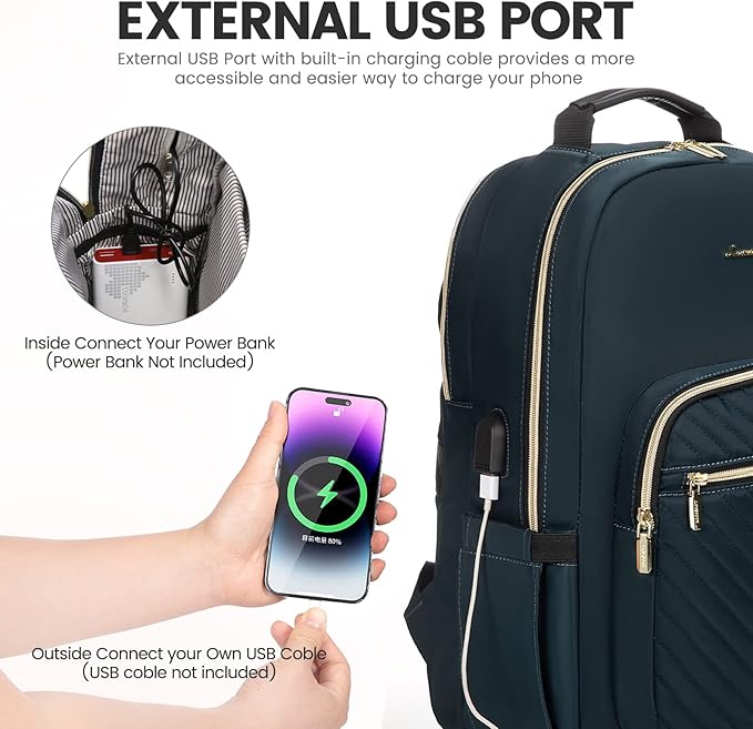 LOVEVOOK Laptop Backpack for Women 18.4 inch,Cute Womens Travel Backpack Purse,Professional Laptop Computer Bag,Waterproof Work Business College Teacher Bags Carry on Backpack with USB Port,Blue-green