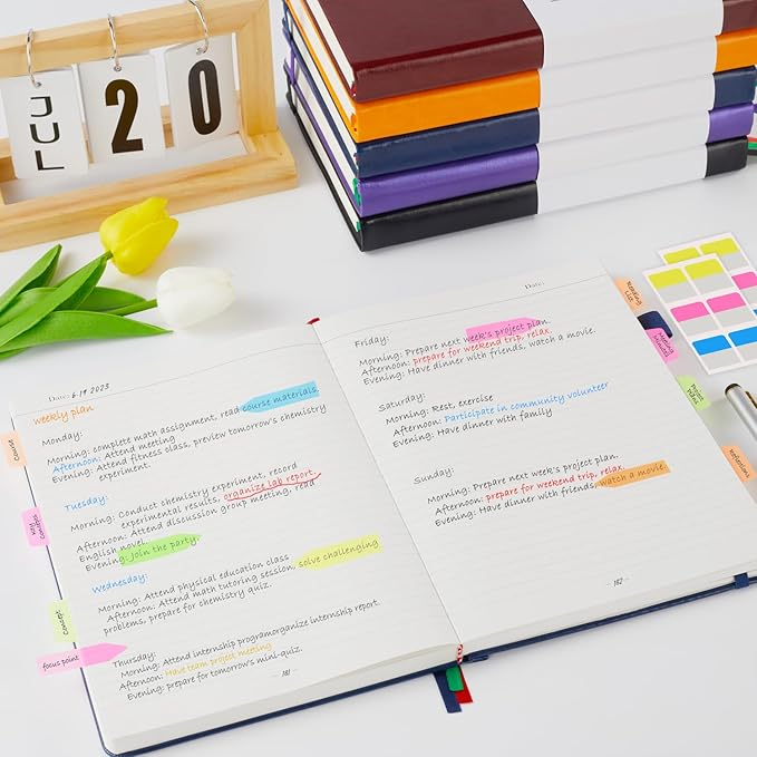 3 Pack Journal Notebook, 320 Pages A5 Lined Notebook Journal Set for Work Writing, Hardcover Leather Bound Notebooks Bulk for Women Men Office School, 5.7'' X 8.4'', Multicolor