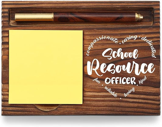 School Resource Officer Gift Sticky Note Holder Wooden, Thank You SRO, Appreciation Gift for School Resource Officer Social Worker School Office Decor Desk Self-Stick Note Pad Holders TZP15