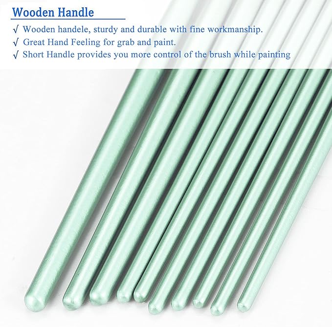 BOSOBO Paint Brushes Set, 2 Pack 20 Pcs Round Pointed Tip Paintbrushes Nylon Hair Artist Acrylic Paint Brushes for Acrylic Oil Watercolor, Face Nail Art, Miniature Detailing & Rock Painting, Green