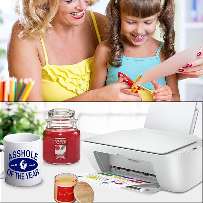 Premium Printable Vinyl Sticker Paper,Translucent 50 sheet Clear Self-Adhesive Sheets,Waterproof Dries Quickly Vivid Colors Decal Paper,Tear Resistant for Any Epson HP Canon Sawgrass Inkjet Printer