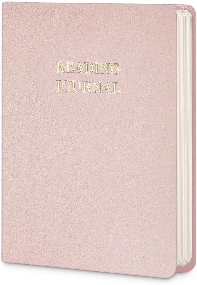 Reading Journal Book Lovers Gifts Hardcover Leather Readers Accessories Track Reading Log with 121 Books Reviews, 5.8”x8.3”, Pink