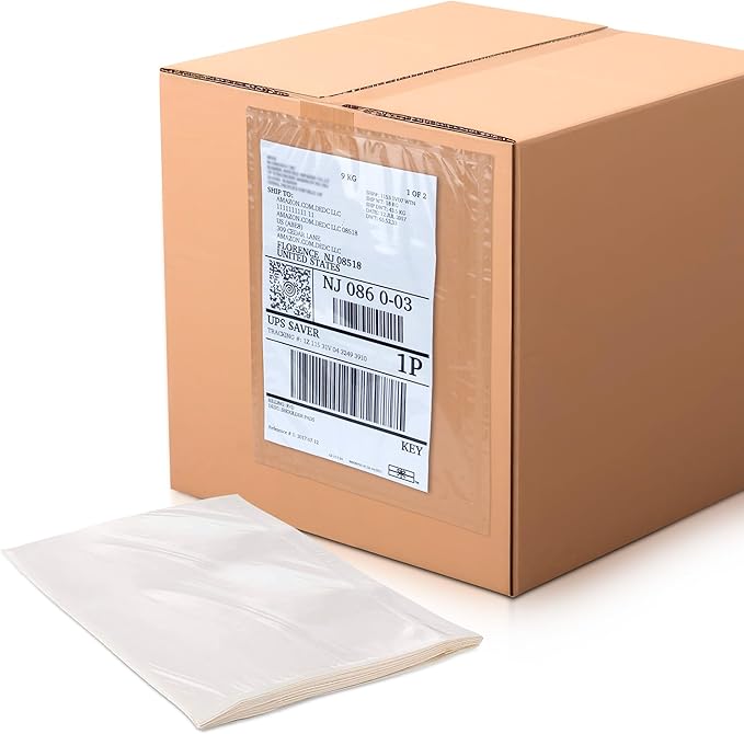 APQ Clear Top Loading Packing List Envelopes, 7 x 10 Inches. 100 Pack Packing Slip Envelope Pouches. Self-Seal Plastic Shipping Label Pouches. Durable Packing List Mailing Envelopes for Documents