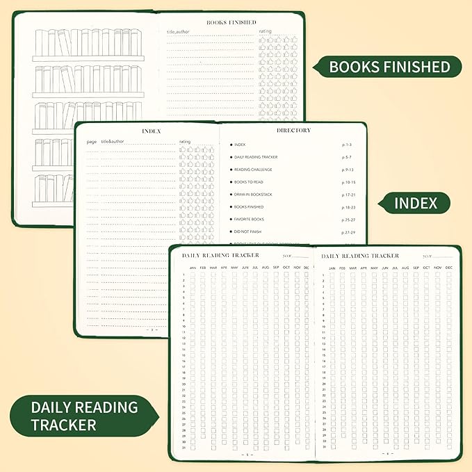 Reading Journal Book Lovers Gifts Hardcover Leather Readers Log Track Reading with 121 Book Reviews