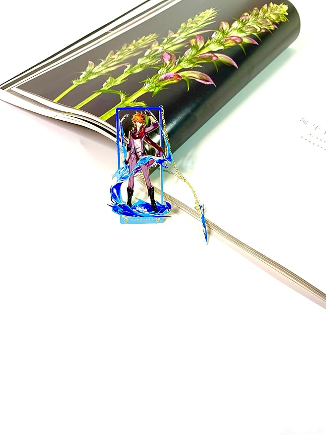 Genshin Impact Tartaglia Brass Bookmarks with 3D Display Box for Women Men Sisters Friends - Ideal Birthday Gifts for Book Lovers - Zllada