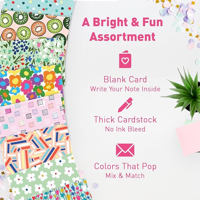 S&O Blank Cards for All Occasions in One Box Set - Blank Notecards for Handwritten Messages - All Occasion Notes Assortment Box with covers - 100 Vibrant Notecards and Envelopes Pack