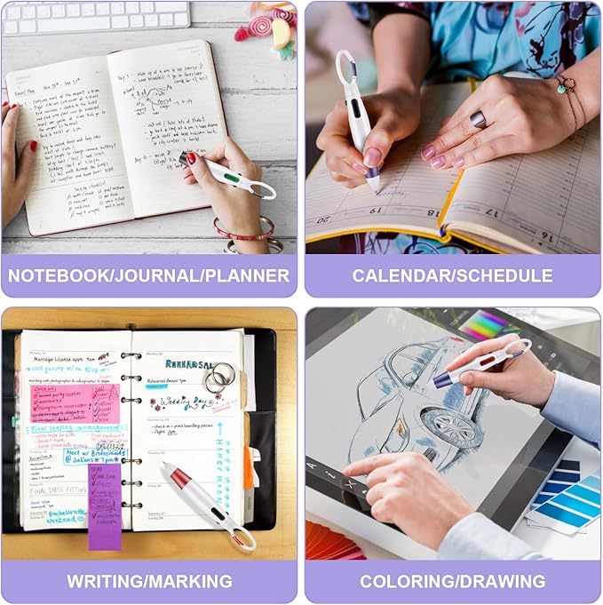 Retractable Shuttle Pens, 20 Count 4-in-1 Multicolor Retractable Ballpoint Pens 1.0mm with Carabiner Clip Ballpoint Gift Pens for Office School Supplies Students Adults Kids Nurses