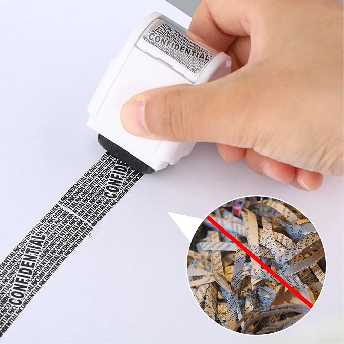 Nezyo 2 Pack Identity Protection Roller Stamp Identity Theft Stamp Confidential Roller Stamp Privacy Stamp Information Blocker Stamp and 4 Pack Refill Ink for ID Account Data Address Security(White)