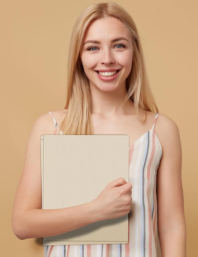 SUNEE Folders with Pockets (25 Pack, Warm Beige), 2 Pocket Folders Fit Letter Size Paper, Paper File Folder for School Office Home Business, Textured Paper