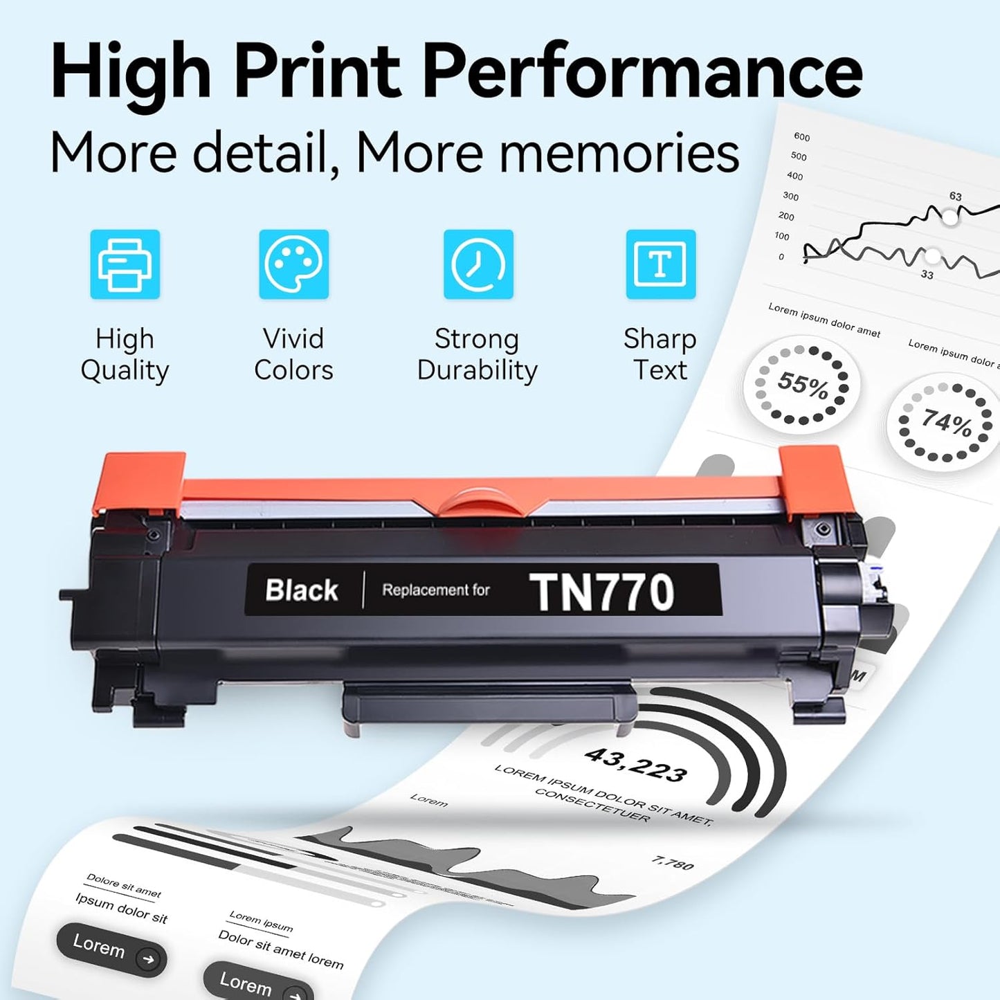 TN-770 TN770 Toner Compatible Replacement for Brother TN770 TN-770 TN 770 Super High Yield Toner for HL-L2370DW HL-L2370DWXL MFC-L2750DW MFC-L2750DWXL Printer 4,500 Page, 2 Pack