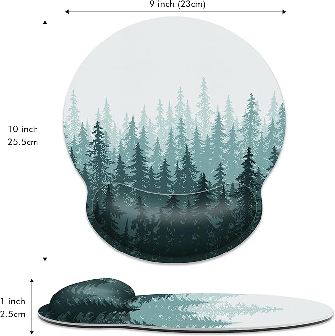 Ergonomic Mouse Pad with Wrist Support,Green Forest Mouse Pad with Wrist Rest,Relieve Wrist Pain Mousepad Non-Slip Rubber Base,Mouse Pads for Desk,Computers,Laptop,Office,Gaming,Home,Accessories