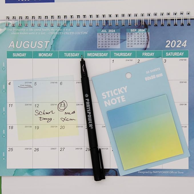 Gradient Transparent Sticky Notes, 8x8 cm See Through Notes for Annotating Bible Journaling Office Supplies, 50 Sheets/Pad, 4 Pads