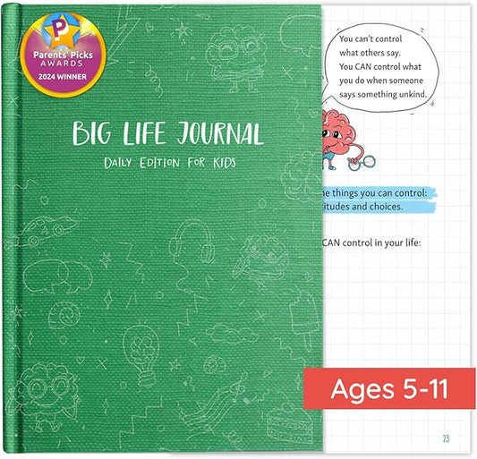 Big Life Journal - Daily Journal for Kids - A Growth Mindset Workbook for Children – Interactive Journal and Goal Planner for Kids – Daily Guided Journal for Children… (Green)