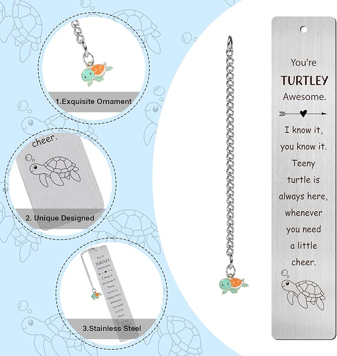Metal Bookmark Turtle Gifts - Best Turtle Gifts for Turtle Lovers Sea Turtle Gifts for Women Cute Turtle Lovers Gift Ideas Birthday Thanksgiving Christmas Sea Turtle Gifts for Book Lovers