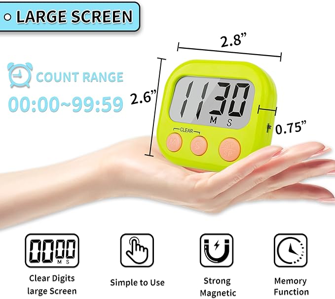 Classroom Timers for Teachers Kids Large Magnetic Digital Timer 12 Pack-Blue Green