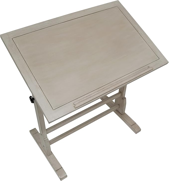 Studio Designs Vintage Drawing/Drafting Table with Pencil Ledge - 36" W x 24" D - Coastal Whitewash - Adjustable Tilting Top
