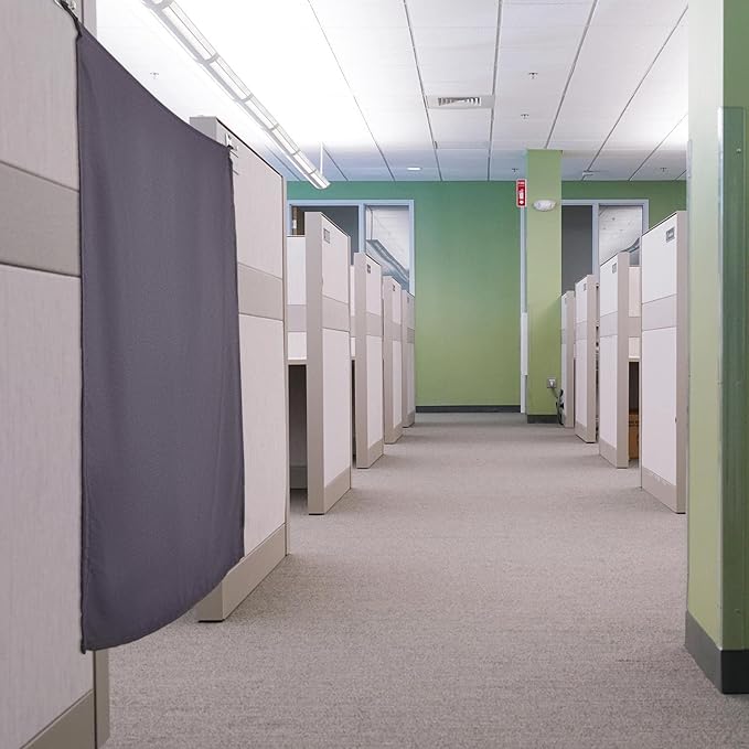 Pinkunn 40 x 48 Inch Office Cubicle Curtain with Stainless Steel Self Adhesive Hook Portable Privacy Door Partition Room Dividers Room Divider Office Divider for Office Cubicle(Gray Brown)