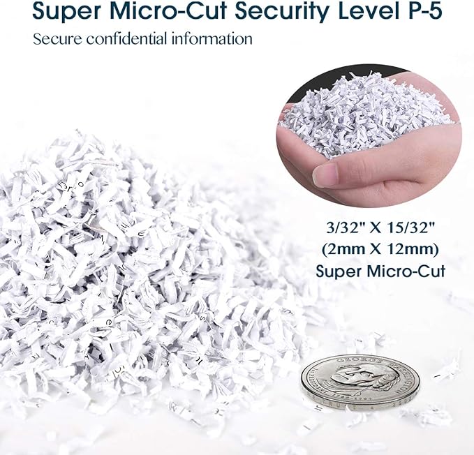 WOLVERINE 10-Sheet Super Micro Cut High Security Level P-5 Heavy Duty Paper/CD/Card Ultra Quiet Shredder for Home Office by 60 Mins Running Time and 6 Gallons Pullout Waste Bin SD9112 (Black ETL)