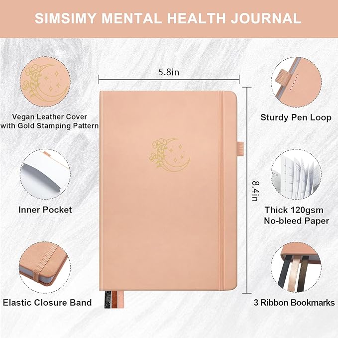 Mental Health Journal, 91-Day Self Care Journal for Women Men, Guided Anxiety & Stress Relief Journal with Mood Tracker, Cognitive Behavioral Therapy Journaling with Mental Health Coloring Pages & Dream Log