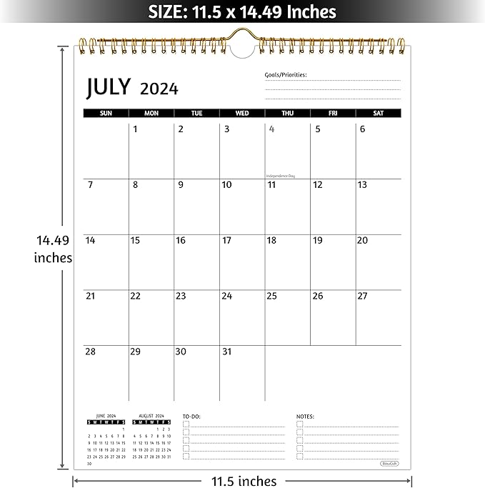 Wall Calendar 2025 – Calendar 2025 Wall, 12 Monthly Calendar, Jan 2024 - Dec 2025, 11.5 x 14.5 In, 2025 Calendar with Large Blocks, Thick Paper, Holidays, To-do ＆ Notes, Great for Organizing