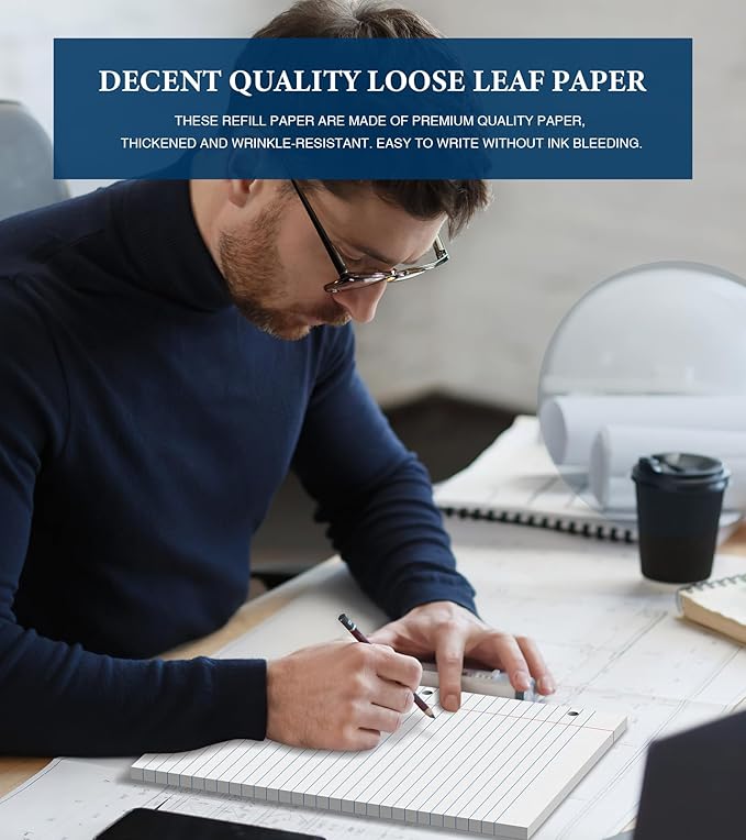 Loose Leaf Paper, Notebook Paper, 8.5 x 11 Wide Ruled Paper, 3 Hole Punch Binder Paper, Binder Notebook, Lined Paper for 3 Ring Binders, 200 Sheets Filler Paper, Writing Paper with Lines (2 Pack)