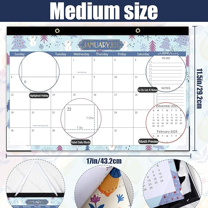 GuassLee Desk Calendar 2025, Desk Top Calendar from Jan. 2025 to Jun. 2026, 17" x 11.5" Large School Year Desk Wall Calendar with To-Do List and Notes for Office School Home Teacher Planning