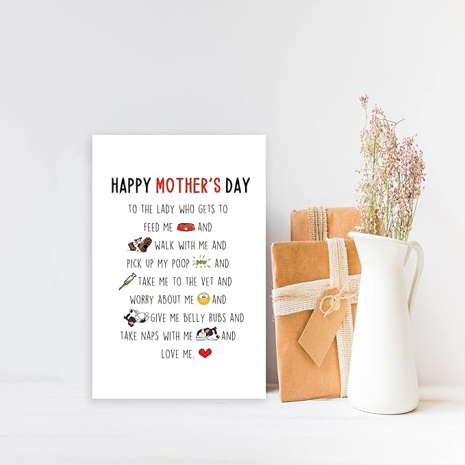 OJsensai Happy Mothers Day Card from Dog, Dog Mom Mothers Day Gifts for Dog Mom Grandma, Dog Mom Mother’s Day Card for Her, the Lady Who Love the Dog