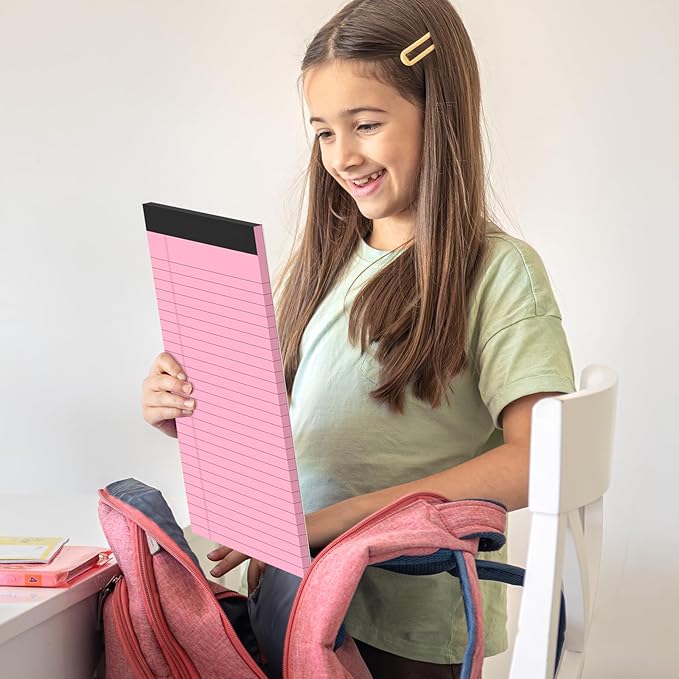 Colored Legal Pads 8.5x11 Legal Pads 6 Pack Wide Ruled Notepads Colored Note Pads Perforated Legal Notepads 21LB Legal Pad 30 Sheets Writing Pads for School, College, Office (Pink/Blue/Purple)