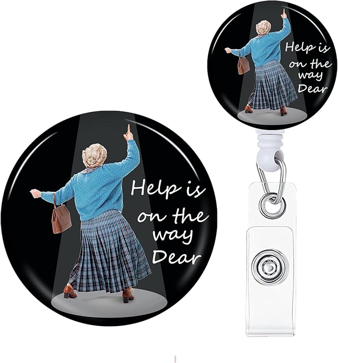 Help is on The Way Dear Badge Reels Holder Retractable with ID Clip for Nurse Name Tag Card Nursing for Doctor Teacher Student Employee Office Medical Work