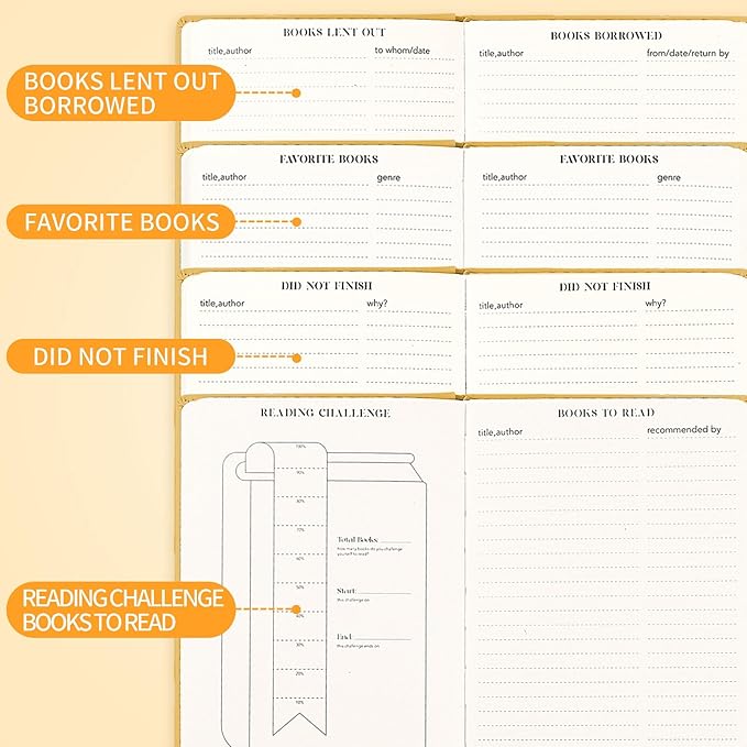 Reading Journal Book Lovers Gifts Book Journal Hardcover Leather For Readers Review and Track Your Reading with 65 Book Reviews, 5.8”x8.3”,Khaki