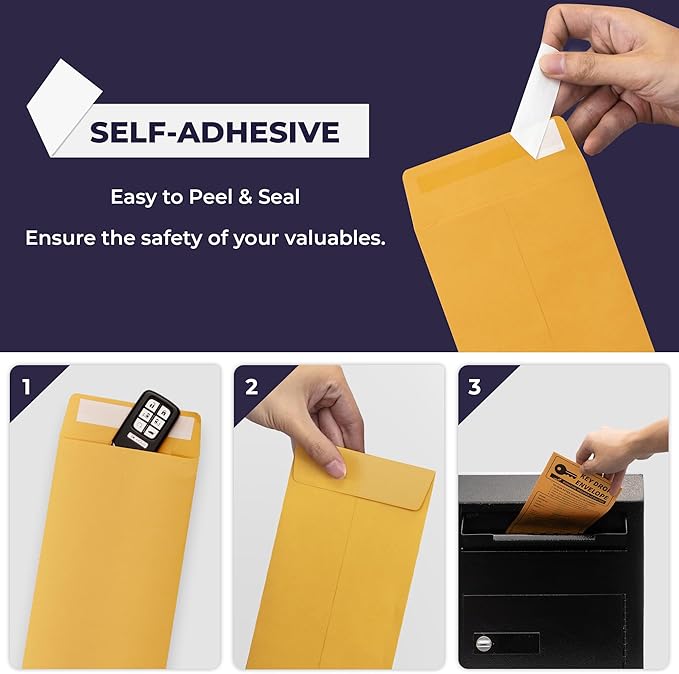 Volcora 100 Pack Key Drop Off Envelopes for After Hours, Night Drop Key Envelopes for Auto Shop Repair, Self Adhesive Envelope for Service Drop Box Overnight, Early Bird, Bussines 4 1/2 x 10 3/10 in